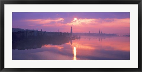 Framed Reflection of a building in water, Riddarfjarden, Stockholm, Sweden Print