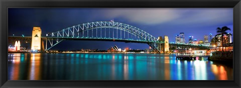 Framed Sydney Harbour Bridge with the Sydney Opera House in the background, Sydney Harbor, Sydney, New South Wales, Australia Print