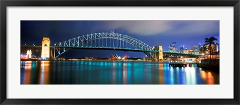 Framed Sydney Harbour Bridge with the Sydney Opera House in the background, Sydney Harbor, Sydney, New South Wales, Australia Print