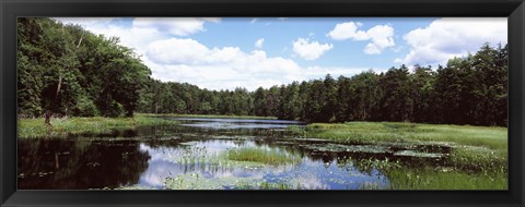 Framed Reflection of clouds in a pond, Adirondack Mountains, New York State, USA Print