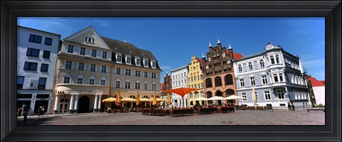 Framed Tourists at a sidewalk cafe, Stralsund, Mecklenburg-Vorpommern, Germany Print