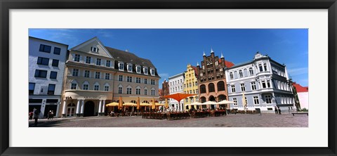 Framed Tourists at a sidewalk cafe, Stralsund, Mecklenburg-Vorpommern, Germany Print