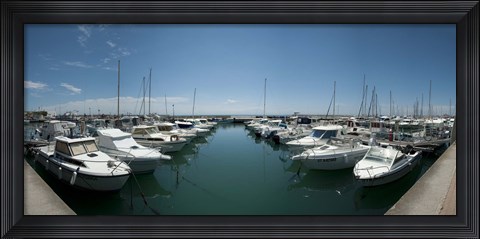 Framed Boats docked in the small harbor, Provence-Alpes-Cote d&#39;Azur, France Print