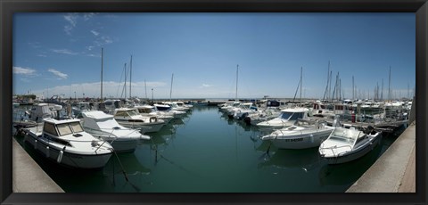 Framed Boats docked in the small harbor, Provence-Alpes-Cote d&#39;Azur, France Print