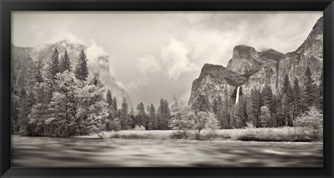 Framed River flowing through a forest, Merced River, Yosemite Valley, Yosemite National Park, California, USA Print