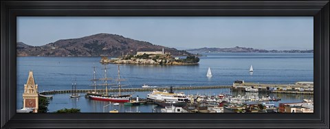 Framed Prison on an island, Alcatraz Island, Aquatic Park Historic District, Fisherman&#39;s Wharf, San Francisco, California, USA Print