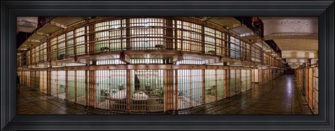 Framed 180 degree view of the corridor of a prison, Alcatraz Island, San Francisco, California, USA Print
