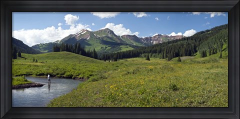 Framed Man fly-fishing in Slate River, Crested Butte, Gunnison County, Colorado, USA Print
