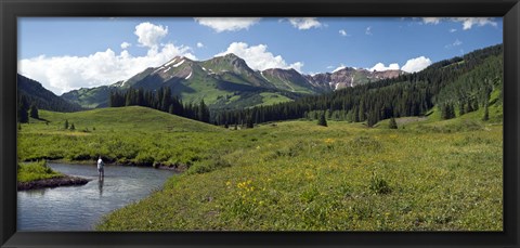 Framed Man fly-fishing in Slate River, Crested Butte, Gunnison County, Colorado, USA Print