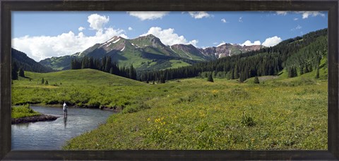 Framed Man fly-fishing in Slate River, Crested Butte, Gunnison County, Colorado, USA Print
