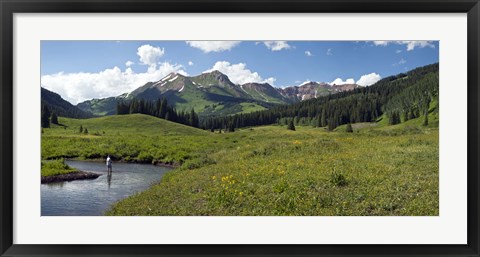 Framed Man fly-fishing in Slate River, Crested Butte, Gunnison County, Colorado, USA Print