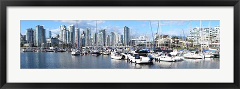 Framed Boats at marina with Vancouver skylines in the background, False Creek, British Columbia, Canada Print