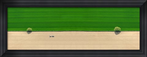 Framed Aerial view of a tractor in field Print