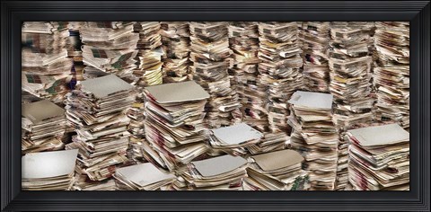 Framed Stacks of files Print