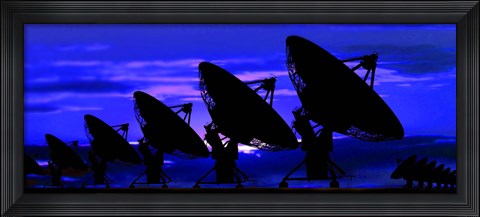 Framed Silhouette of satellite dishes Print