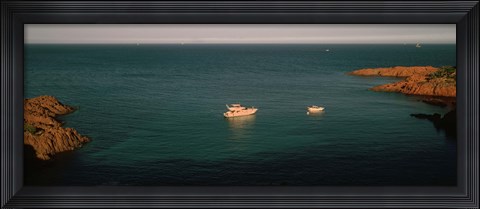 Framed Boats in the sea, Esterel Massif, French Riviera, Provence-Alpes-Cote d&#39;Azur, France Print