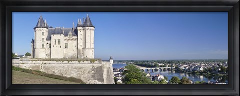Framed Castle in a town, Chateau de Samur, Saumur, Maine-Et-Loire, Loire Valley, Pays-De-La-Loire, Centre Region, France Print