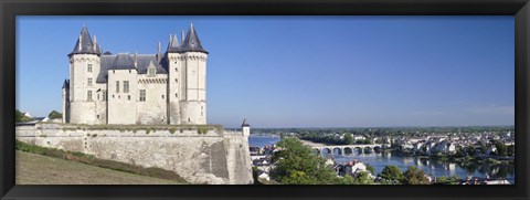 Framed Castle in a town, Chateau de Samur, Saumur, Maine-Et-Loire, Loire Valley, Pays-De-La-Loire, Centre Region, France Print