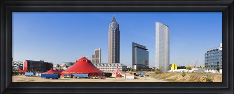 Framed Hochhauser in the European quarter a circus tent, Frankfurt, Hesse, Germany Print