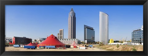 Framed Hochhauser in the European quarter a circus tent, Frankfurt, Hesse, Germany Print