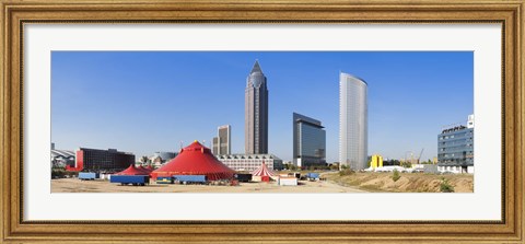 Framed Hochhauser in the European quarter a circus tent, Frankfurt, Hesse, Germany Print