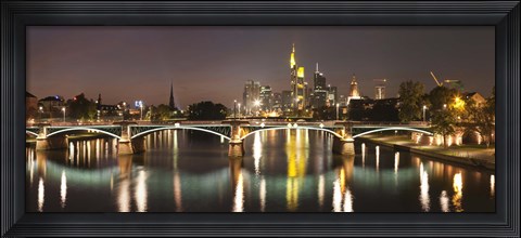 Framed Bridge across a river, Ignatz Bubis Bridge, Main River, Frankfurt, Hesse, Germany Print
