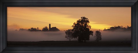 Framed Early morning fog near Seeg, Ostallgau, Bavaria, Germany Print