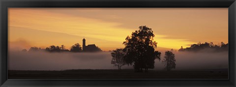 Framed Early morning fog near Seeg, Ostallgau, Bavaria, Germany Print