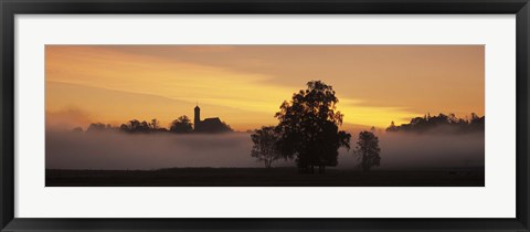 Framed Early morning fog near Seeg, Ostallgau, Bavaria, Germany Print