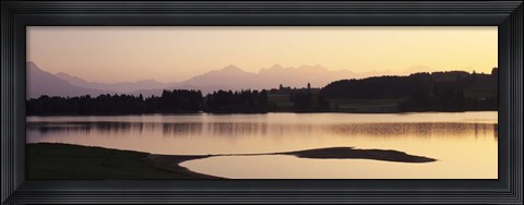 Framed Forggensee Lake and Allgau Alps at sunrise, Ostallgau, Bavaria, Germany Print