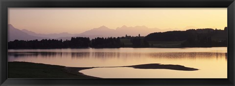 Framed Forggensee Lake and Allgau Alps at sunrise, Ostallgau, Bavaria, Germany Print