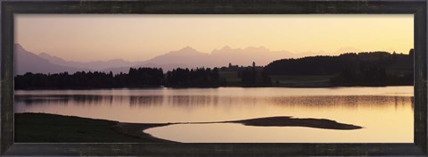 Framed Forggensee Lake and Allgau Alps at sunrise, Ostallgau, Bavaria, Germany Print