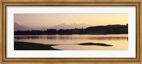 Framed Forggensee Lake and Allgau Alps at sunrise, Ostallgau, Bavaria, Germany Print
