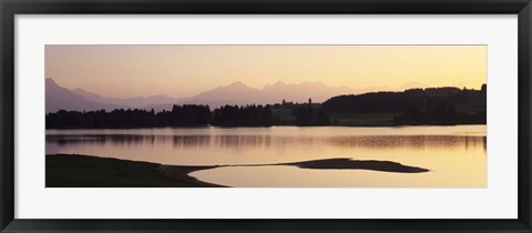 Framed Forggensee Lake and Allgau Alps at sunrise, Ostallgau, Bavaria, Germany Print