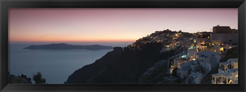 Framed Village on a cliff, Firostefani, Santorini, Cyclades Islands, Greece Print