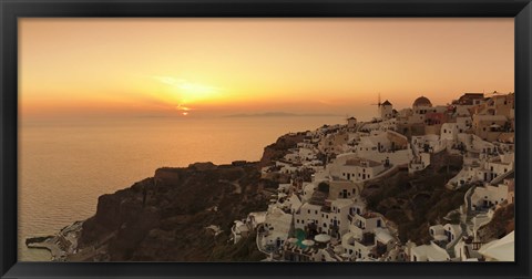 Framed Village on a cliff, Oia, Santorini, Cyclades Islands, Greece Print