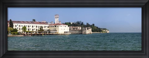 Framed Castle at the lakeside, Scaliger Castle, Lake Garda, Sirmione, Lombardy, Italy Print