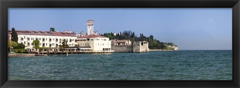 Framed Castle at the lakeside, Scaliger Castle, Lake Garda, Sirmione, Lombardy, Italy Print