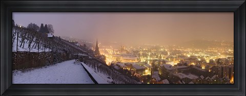Framed City lit up at night, Esslingen am Neckar, Stuttgart, Baden-Wurttemberg, Germany Print