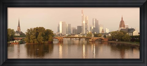 Framed City at the waterfront, Main River, Frankfurt, Hesse, Germany Print