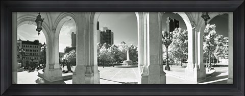 Framed Opera overlooking the financial district, Frankfurt, Hesse, Germany Print