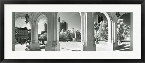 Framed Opera overlooking the financial district, Frankfurt, Hesse, Germany Print