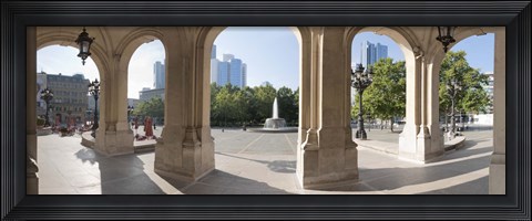 Framed Buildings in the financial district viewed from the opera house, Frankfurt, Hesse, Germany Print