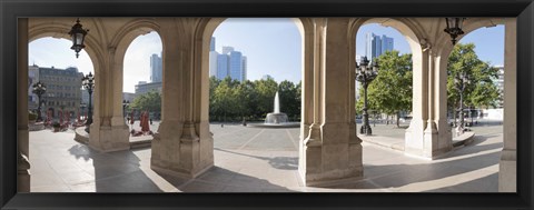 Framed Buildings in the financial district viewed from the opera house, Frankfurt, Hesse, Germany Print