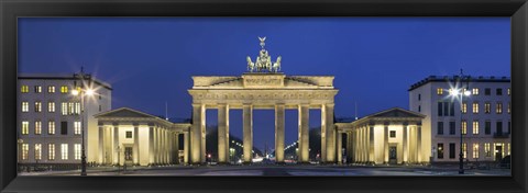 Framed City gate lit up at night, Brandenburg Gate, Pariser Platz, Berlin, Germany Print