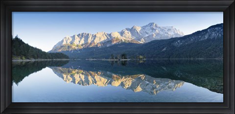 Framed Wetterstein Mountains and Zugspitze Mountain reflecting in Lake Eibsee, Bavaria, Germany Print