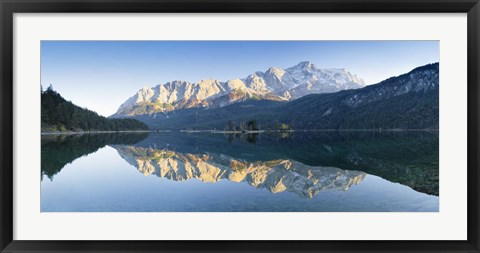 Framed Wetterstein Mountains and Zugspitze Mountain reflecting in Lake Eibsee, Bavaria, Germany Print