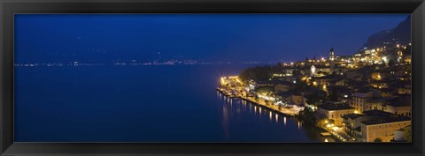 Framed Town at the waterfront, Limone Sul Garda, Lake Garda, Lombardy, Italy Print
