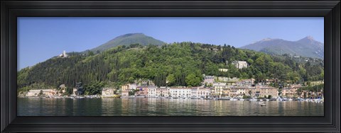 Framed Houses in a town at the waterfront, Toscolano-Maderno, Lake Garda, Lombardy, Italy Print