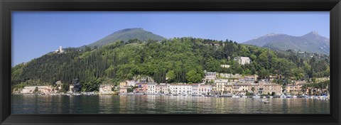 Framed Houses in a town at the waterfront, Toscolano-Maderno, Lake Garda, Lombardy, Italy Print
